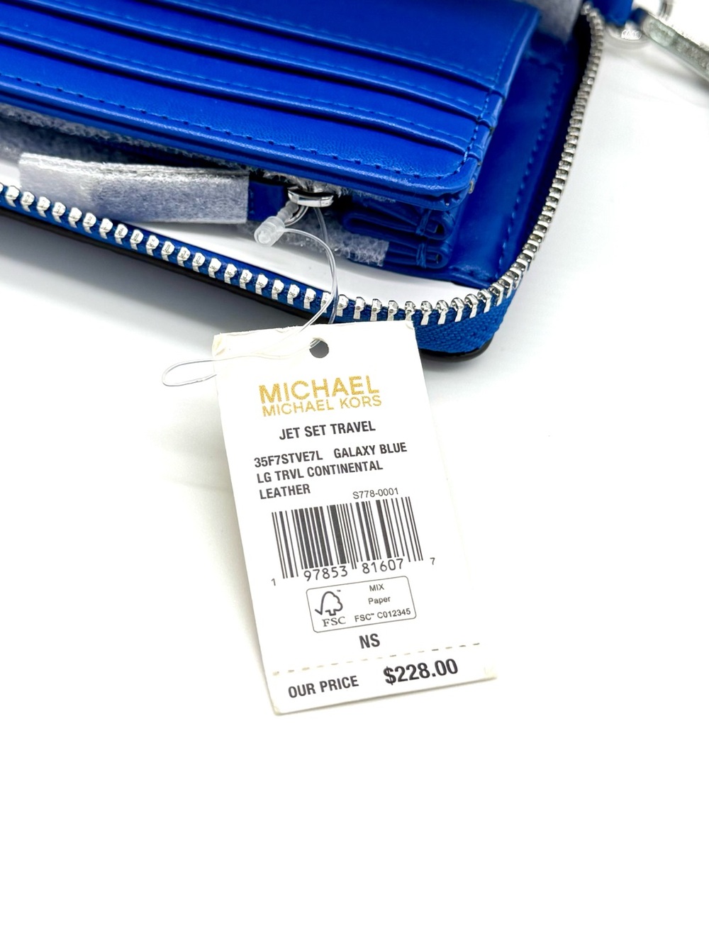 Michael Kors Jet Set Travel Large Leather Continental Wallet Galaxy Blue - Picture 8 of 8